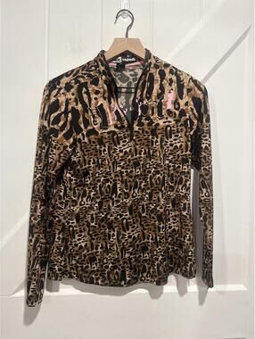 Jamie Sadock Leopard Print Long Sleeve Golf Pullover XS